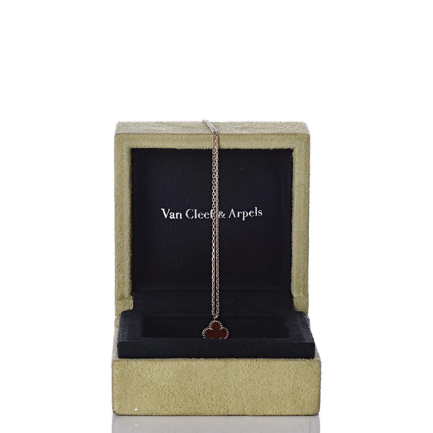 18K Rose Gold Carnelian Sweet Alhambra Pendant Necklace
