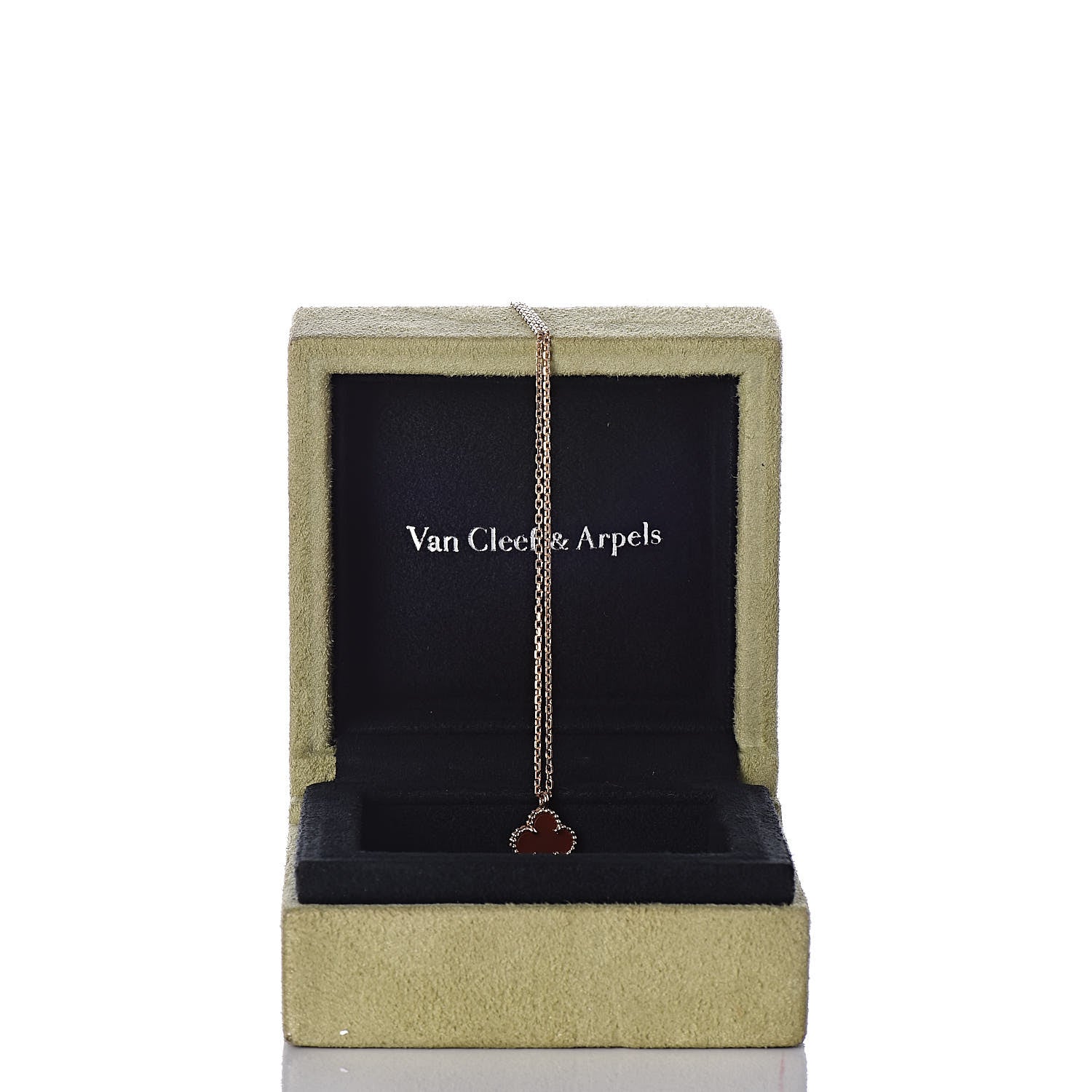 Van Cleef & Arpels 18K Rose Gold Carnelian Sweet Alhambra Pendant Necklace 8 of 8