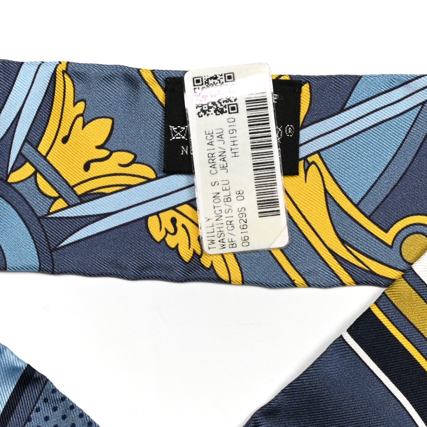 Silk Washington's Carriage Detail Twilly Gris Bleu Jean Jaune