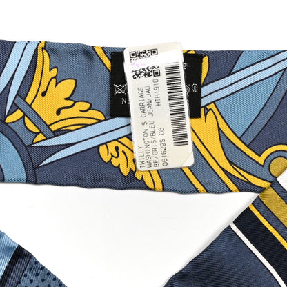 Hermes Silk Washington's Carriage Detail Twilly Gris Bleu Jean Jaune 4 of 4
