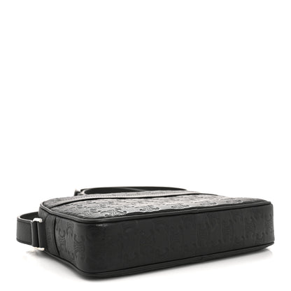 Celine Calfskin Triomphe Embossed Medium Messenger Bag Black 4 of 12