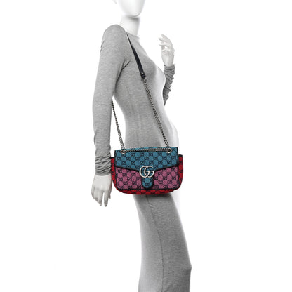 Gucci Monogram Multicolor Matelasse Diagonal Small GG Marmont Shoulder Bag Light Blue Pink Blue Green Red 2 of 11