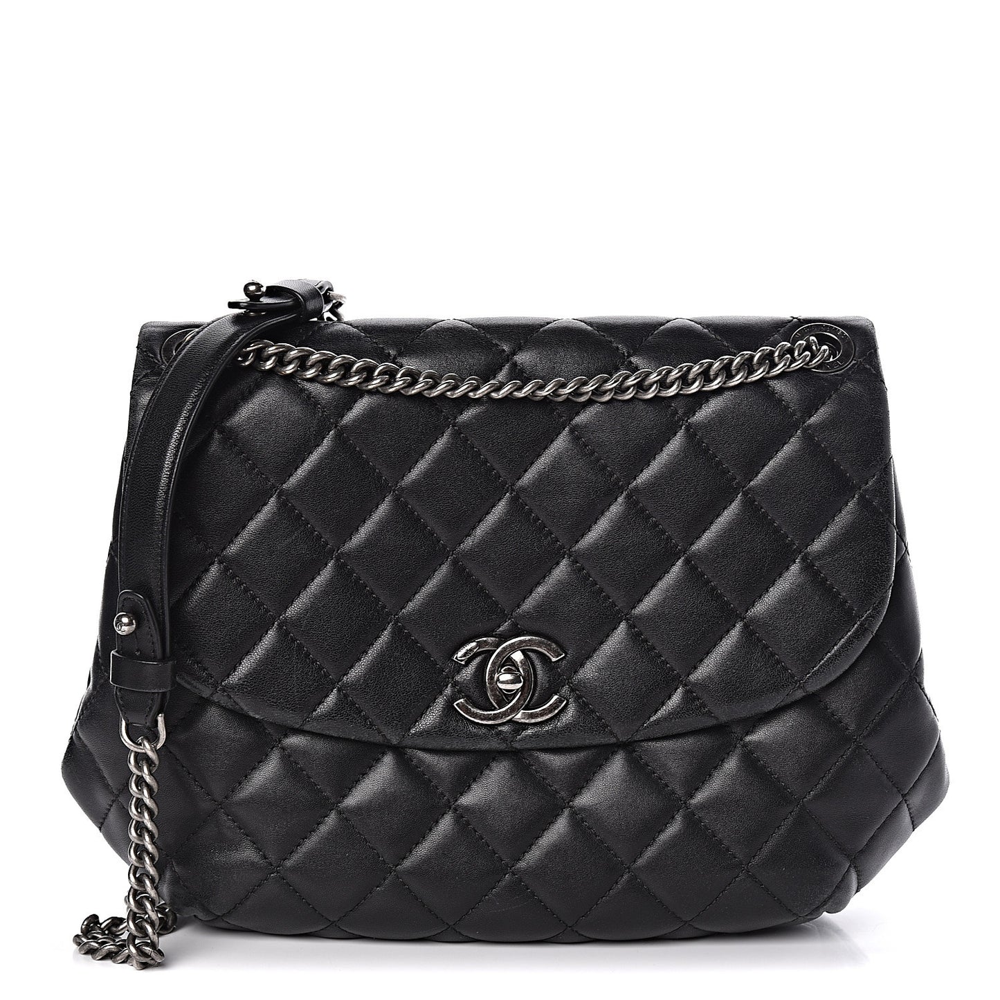 Lambskin Quilted Small Daily Supple Flap Black