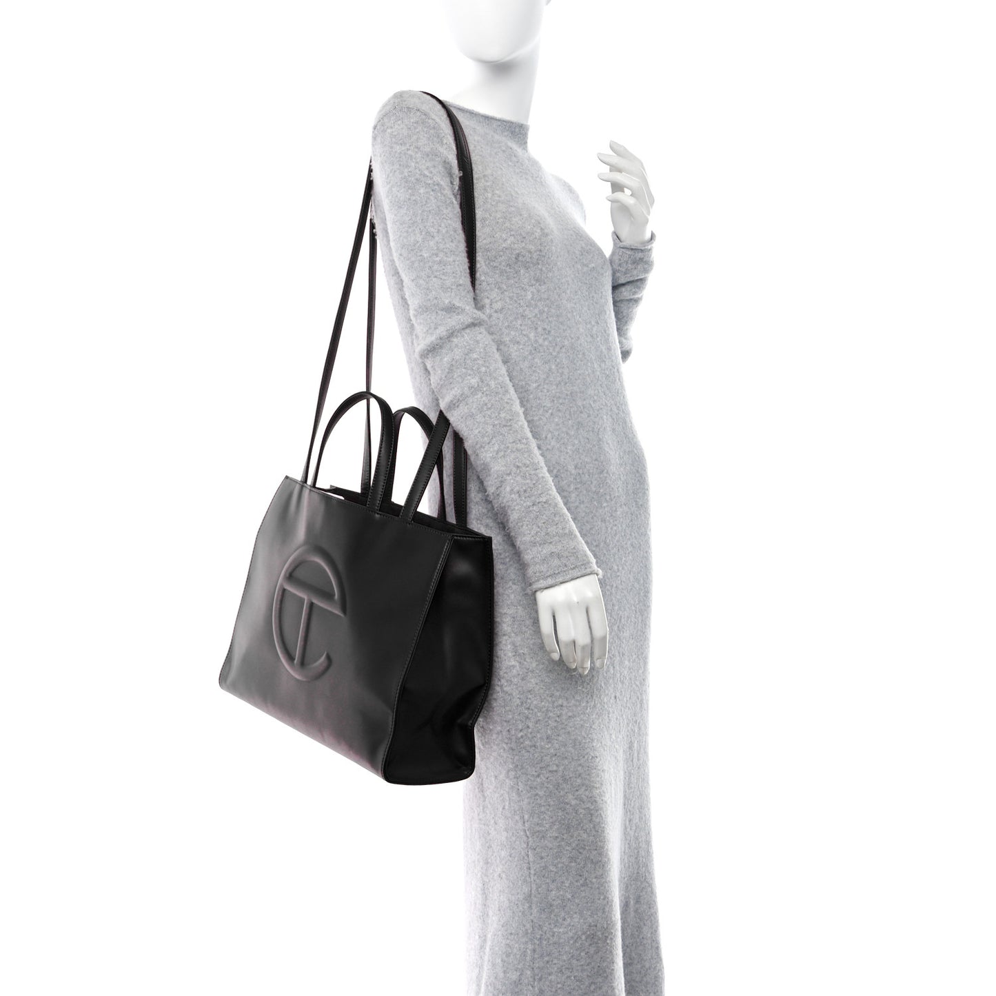 Vegan Leather Medium Shopping Bag Black