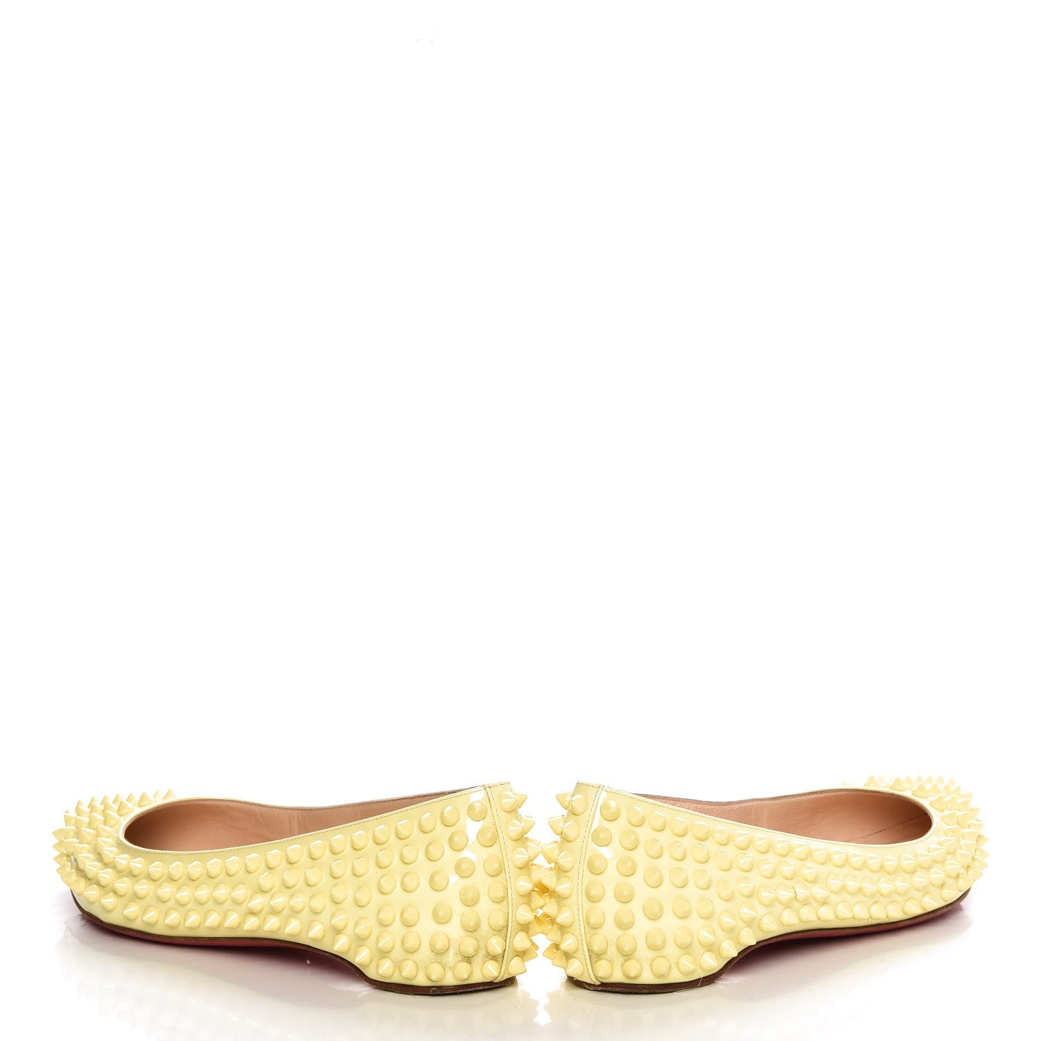 Christian Louboutin Patent Pigalle Spikes Flats 35.5 Lemon 5 of 12