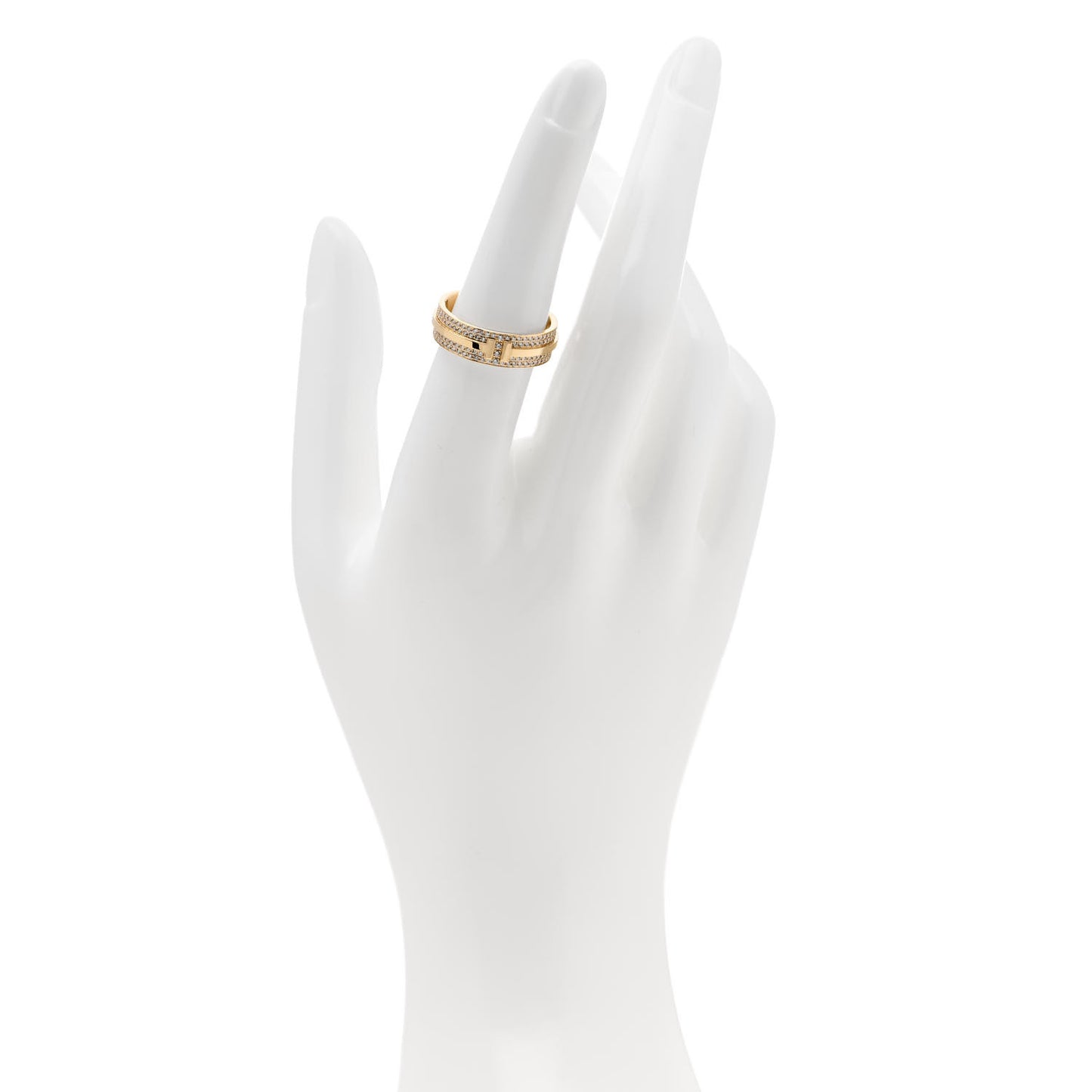 18K Yellow Gold Diamond Wide T Two Pave Ring 53 6.5