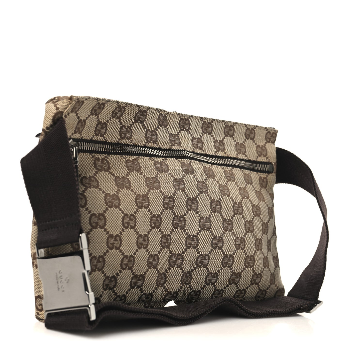 GG Monogram Double Pocket Belt Bag Dark Brown