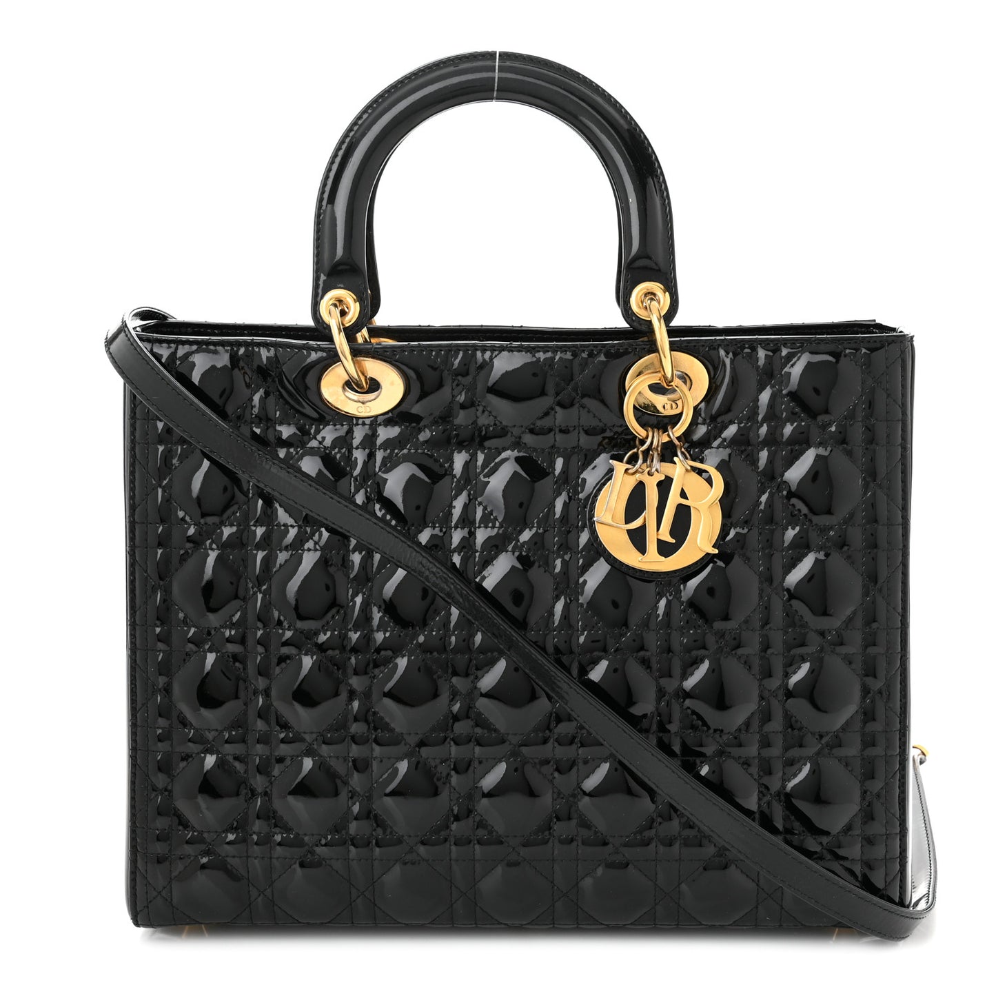 Patent Cannage Large Lady Dior Black