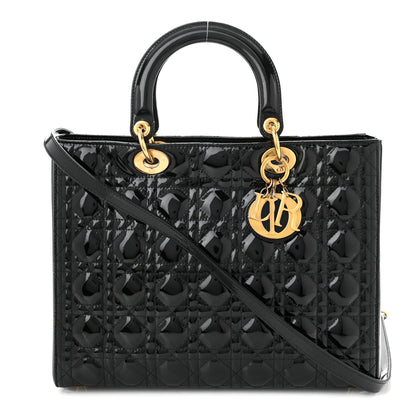 Christian Dior Patent Cannage Large Lady Dior Black 1 of 11