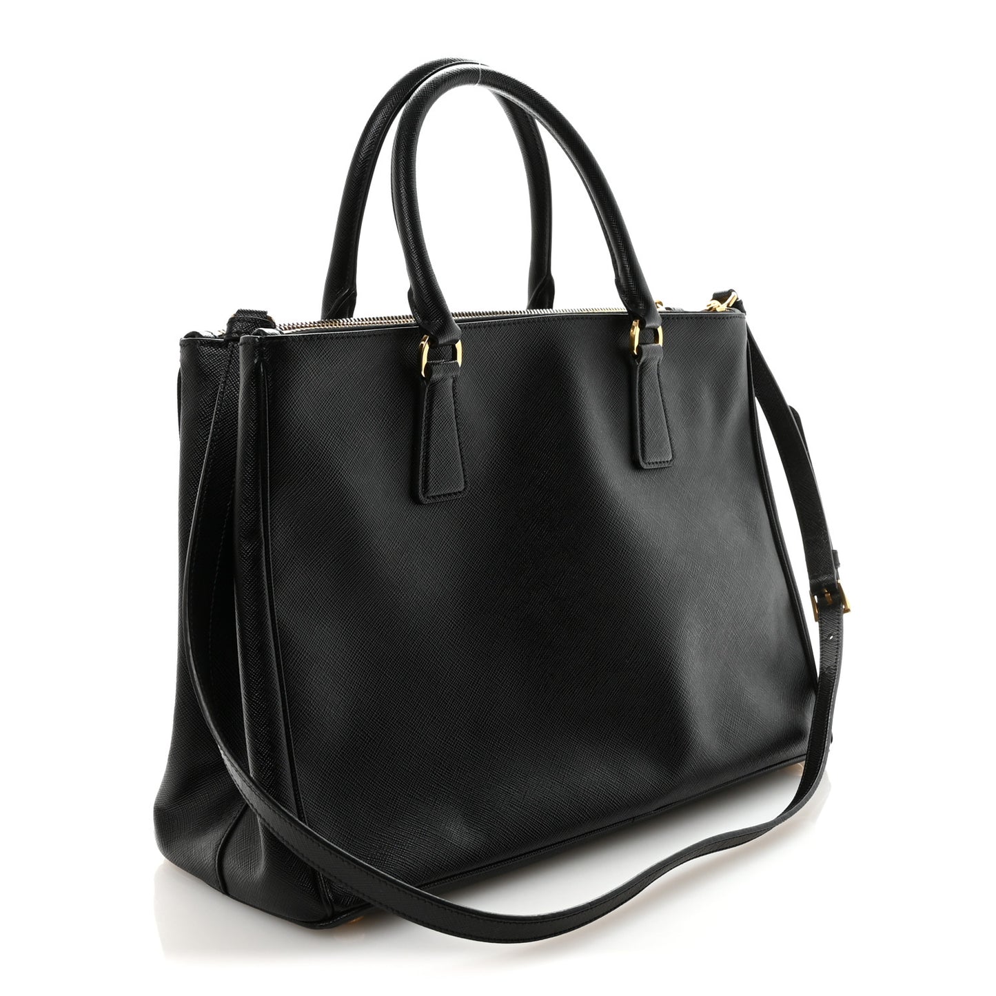 Saffiano Lux Large Galleria Double Zip Tote Black