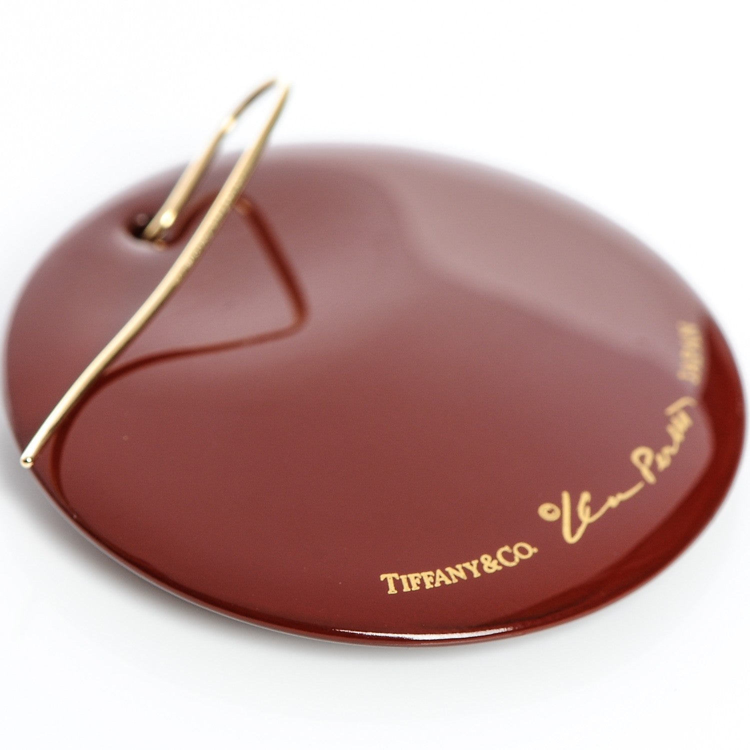 Tiffany Lacquered Japanese Hardwood Elsa Peretti Round Drop Earrings Red 4 of 5