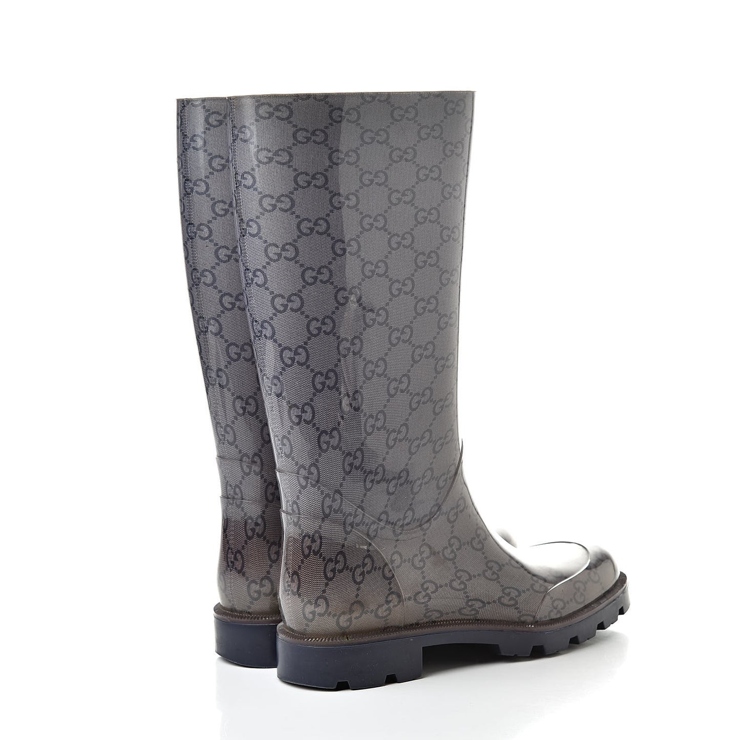 Rubber Monogram Rain Boots 37 Transparent Blue