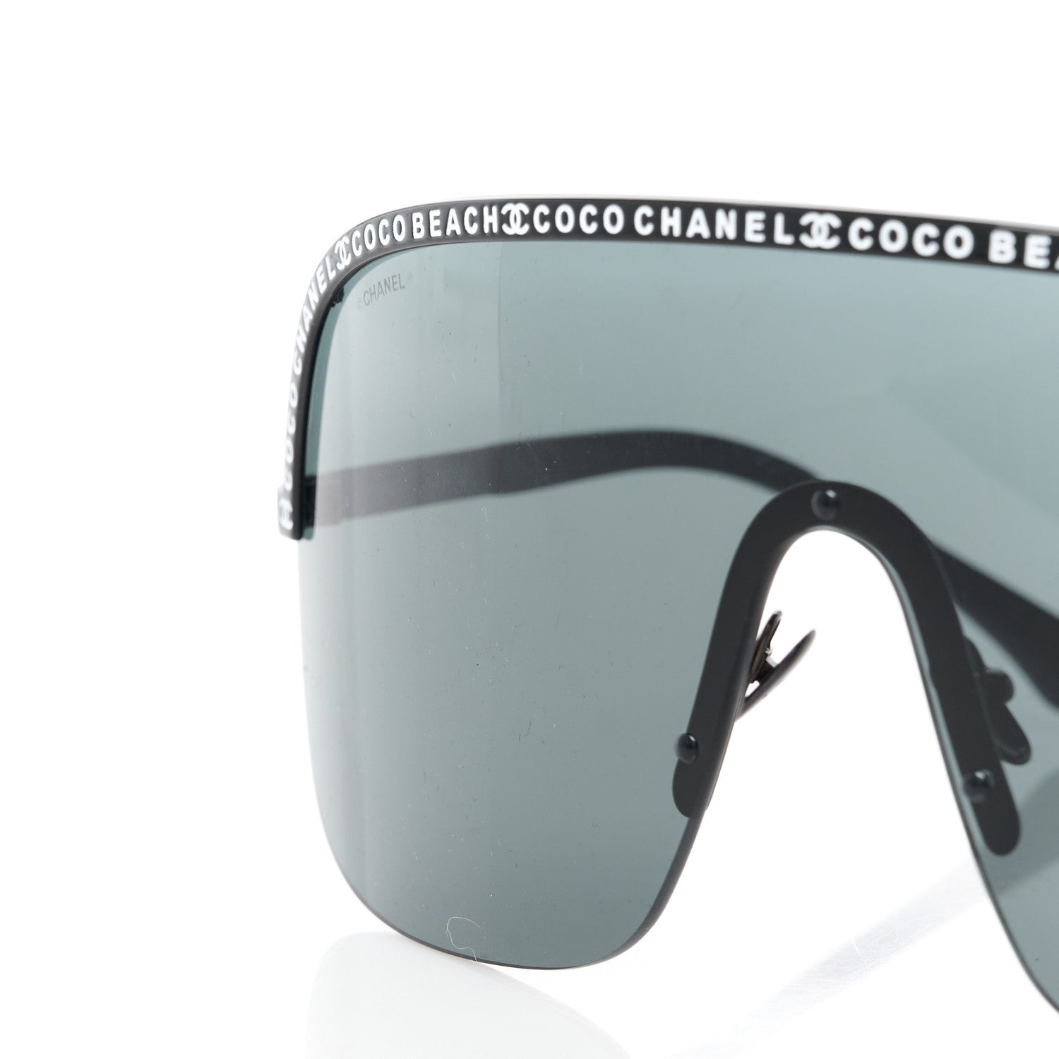 Chanel Shield Coco Beach Sunglasses Black Gray 7 of 8
