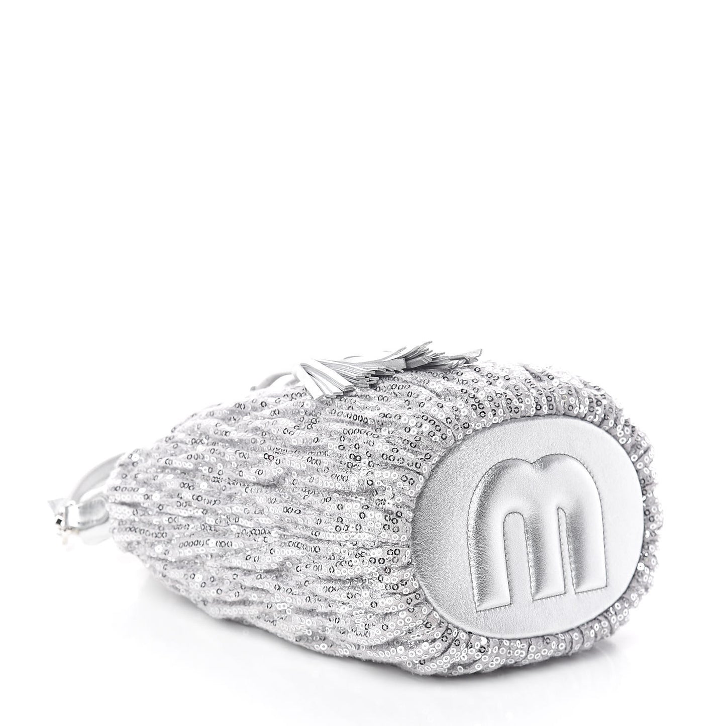 Paillettes Mate Bucket Bag Argento