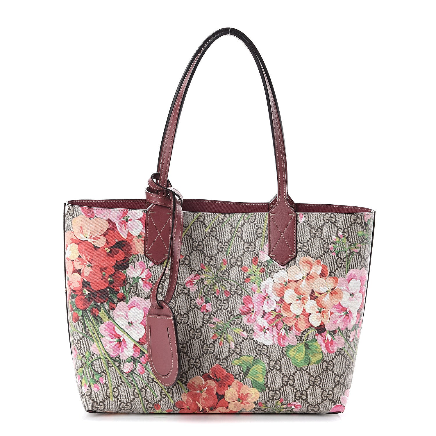 Gucci GG Supreme Monogram Blooms Small Reversible Tote Beige Multicolor Dry Rose 1 of 8