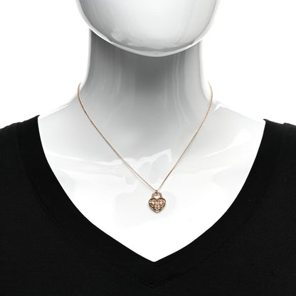 Tiffany 18K Rose Gold Filigree Heart Lock Pendant Necklace 2 of 4
