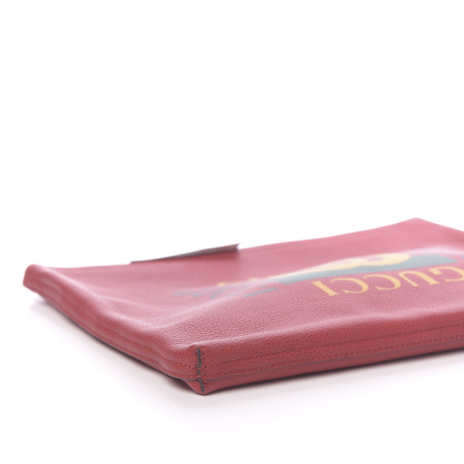 Gucci Pebbled Calfskin Medium Logo Portfolio Clutch Hibiscus Red 8 of 9