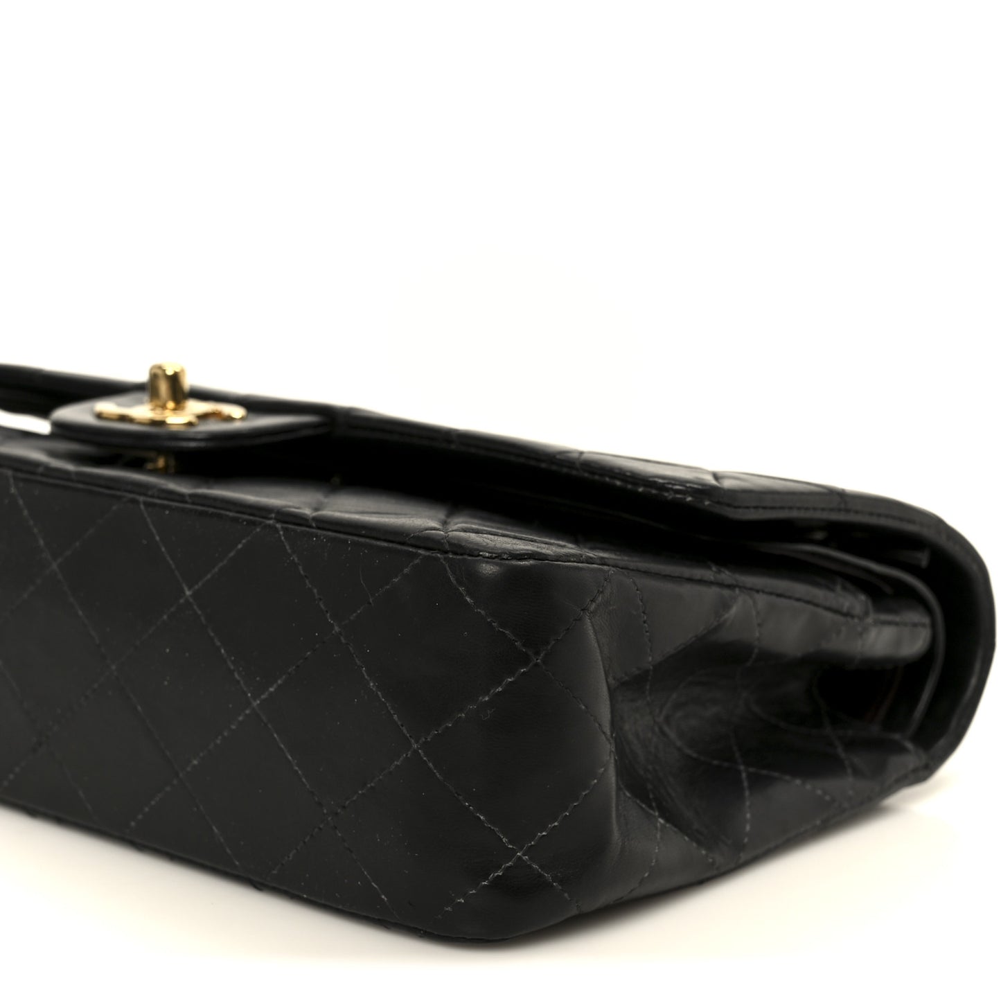 Lambskin Quilted Medium Double Flap Black