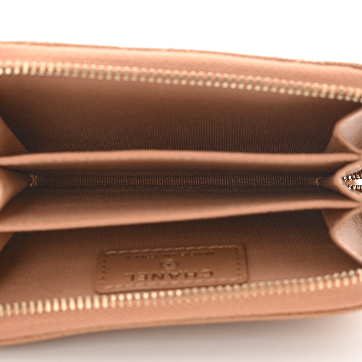 Chanel Caviar Quilted Zip Around Coin Purse Light Brown 5 of 8