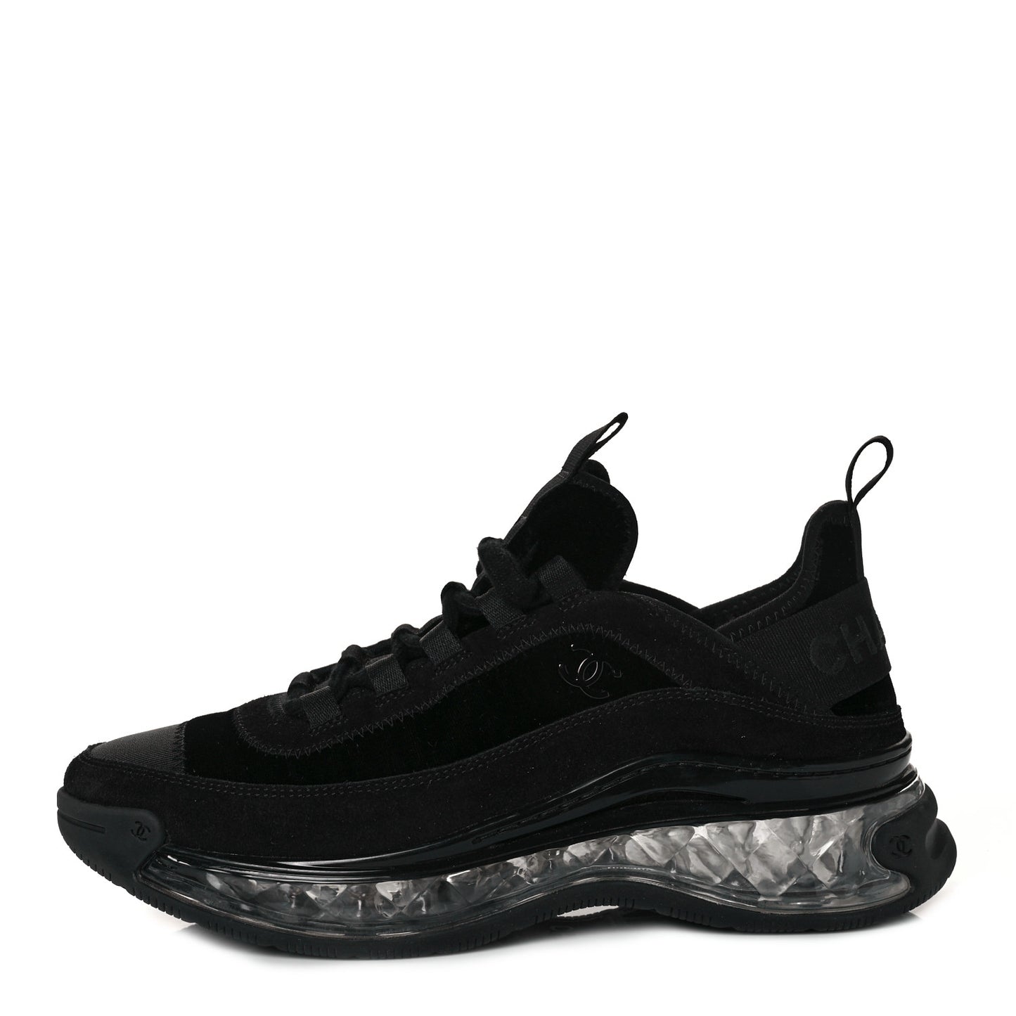 Suede Calfskin Velvet Grosgrain CC Sneakers 39 Black