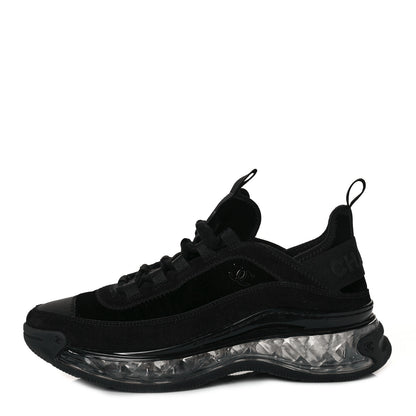 Chanel Suede Calfskin Velvet Grosgrain CC Sneakers 39 Black 1 of 9