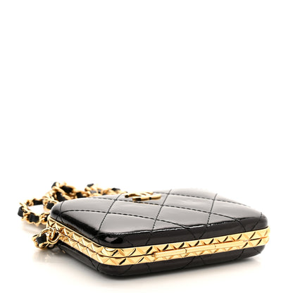 Chanel Glazed Goatskin Quilted Small Box With Chain Black 4 of 12