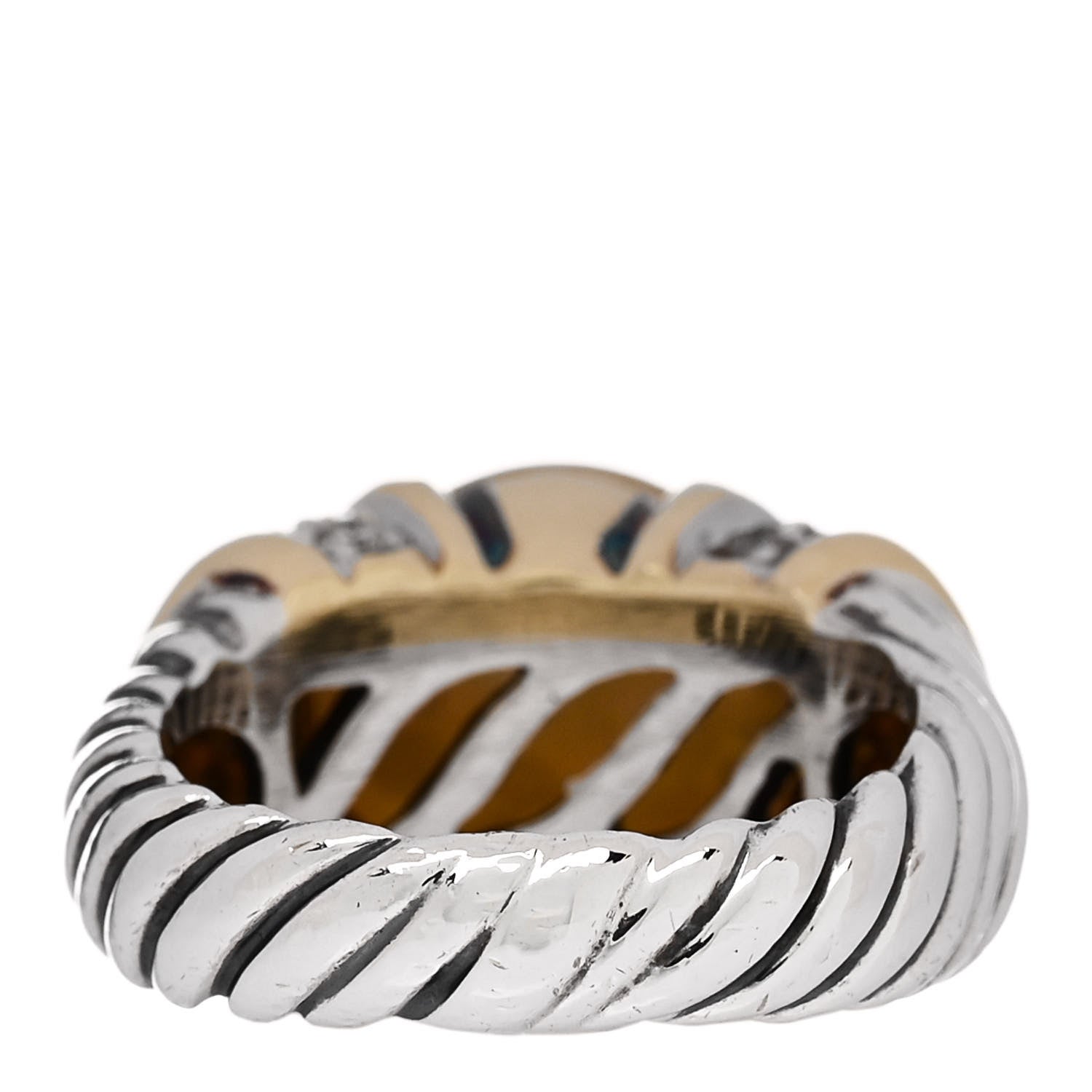 David Yurman Sterling Silver 18K Yellow Gold Diamond Cultured Pearl Cocktail Ring 54 6.75 3 of 4