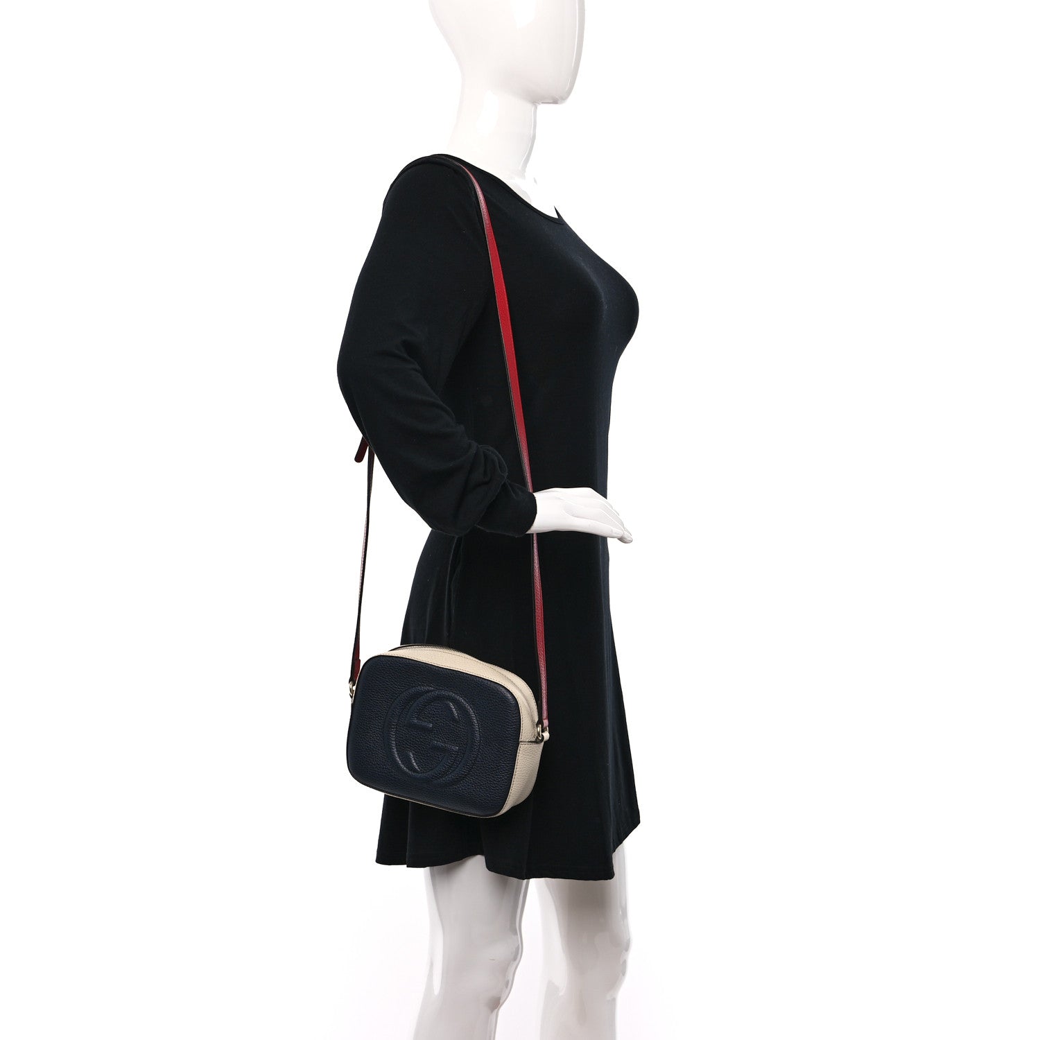 Gucci Dollar Calfskin Bi-Color Small Soho Disco Bag Mystic White Black 2 of 9