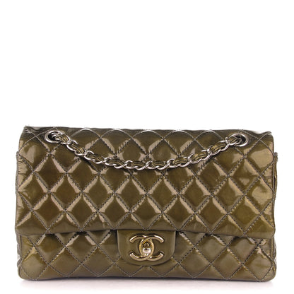 Chanel Patent Quilted Medium Double Flap Dark Green 1 of 10