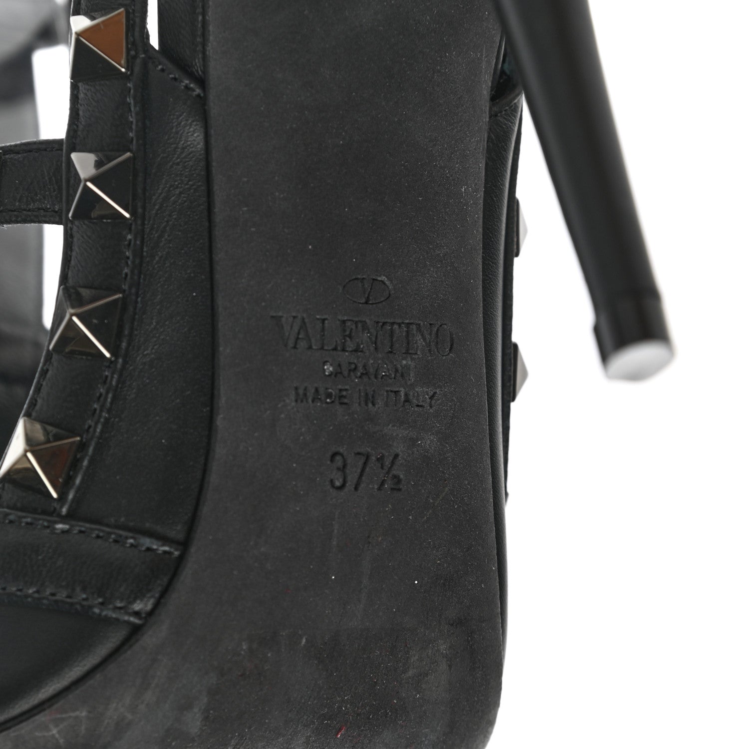 Valentino Garavani Calfskin Nappa Rockstud Ankle Strap 100mm Pumps 37.5 Black 6 of 9