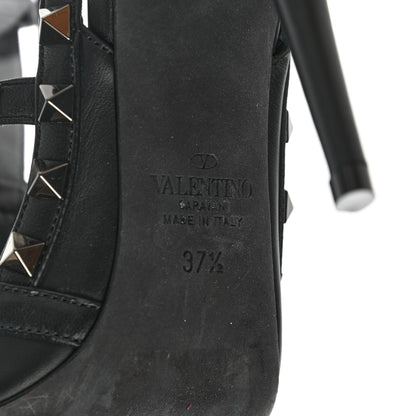 Valentino Garavani Calfskin Nappa Rockstud Ankle Strap 100mm Pumps 37.5 Black 6 of 9