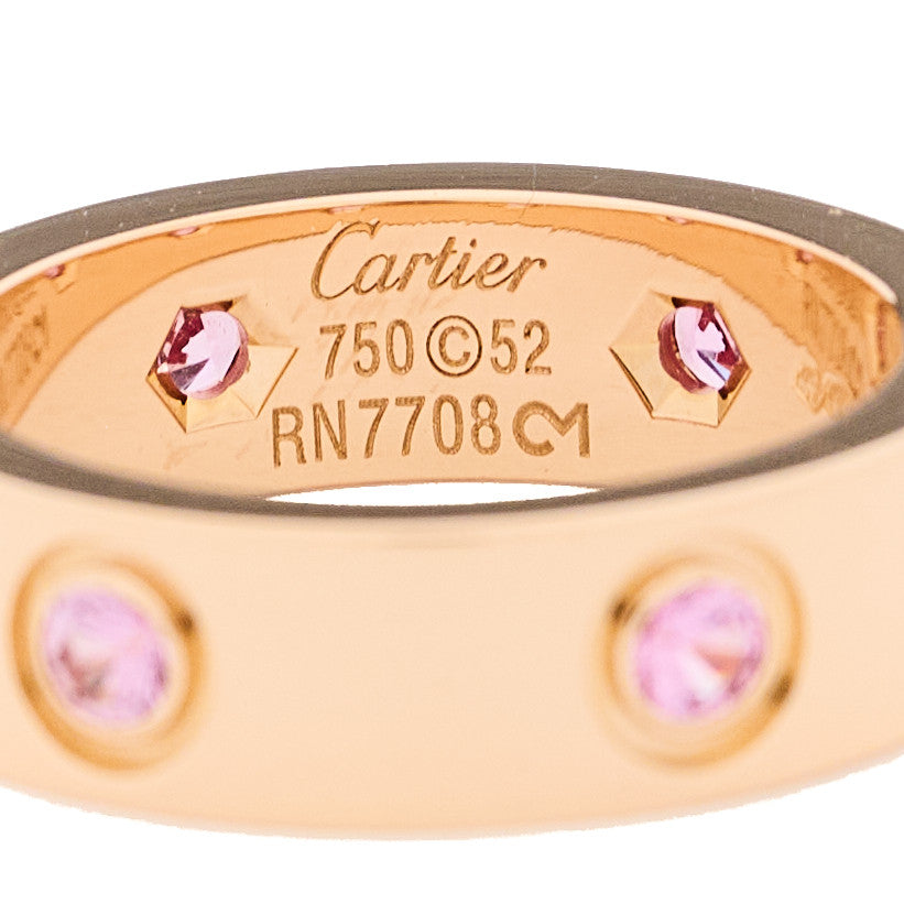Cartier 18K Pink Gold 6 Pink Sapphire 5.5mm LOVE Ring 52 6 4 of 4