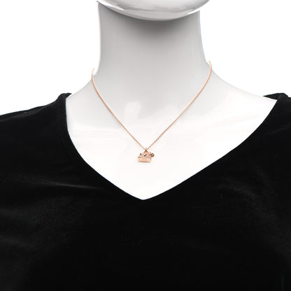 Hermes 18K Rose Gold Diamond Kelly Pendant Necklace 2 of 5