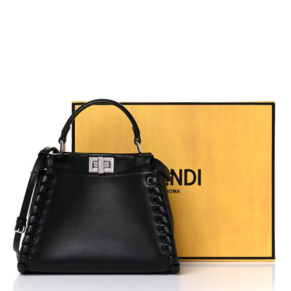Fendi Nappa Lace Up Mini Peekaboo Iconic Satchel Black 12 of 12