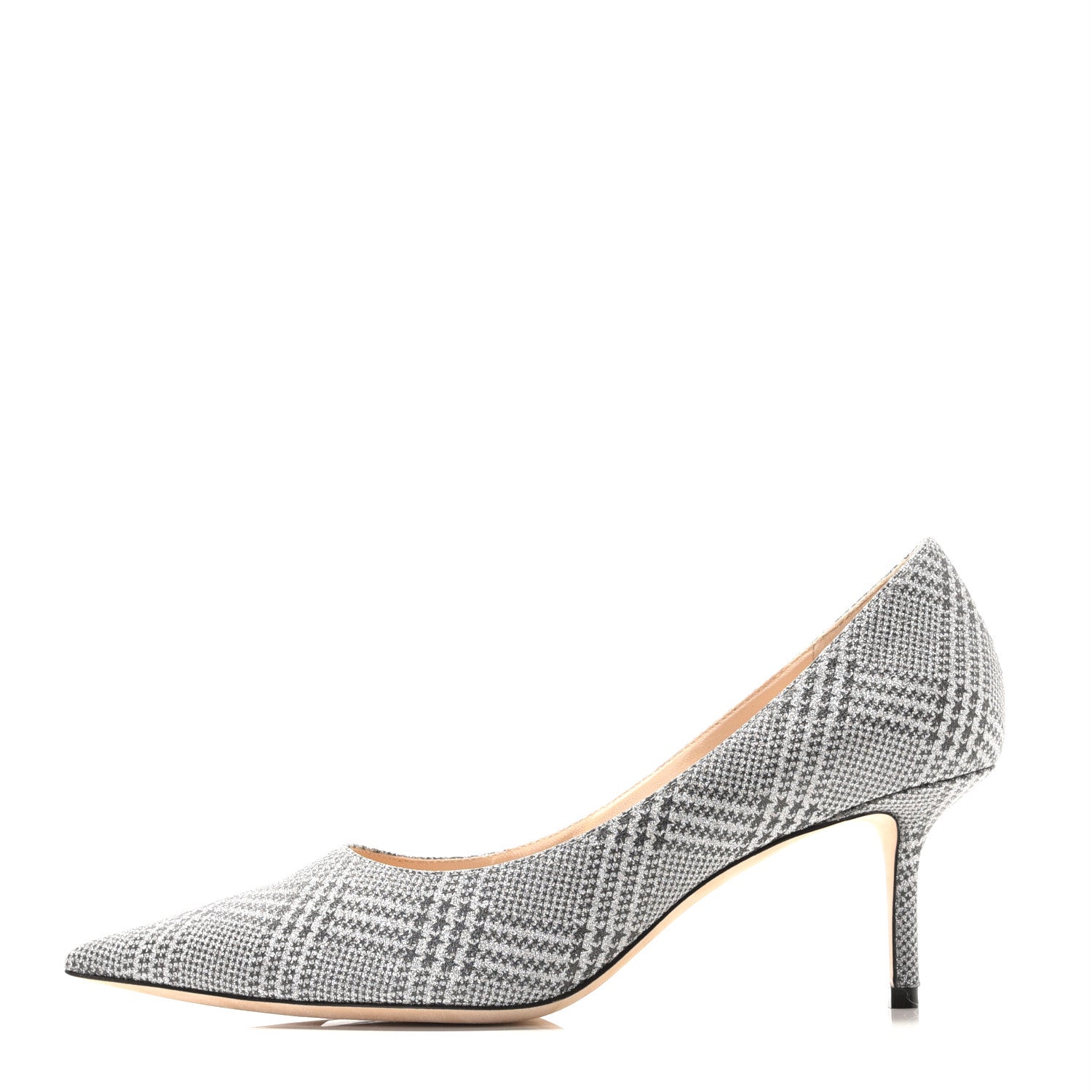 Jimmy Choo Metallic Fabric Plaid Love Prince Of Stars 85 Pump 38 Silver 1 of 11
