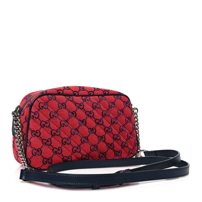 Gucci Monogram Multicolor Matelasse Diagonal Floral Embroidered Small GG Marmont Chain Shoulder Bag Red Blue Multicolor 3 of 11