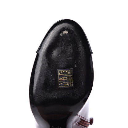 Chanel Patent Grosgrain CC Cap Toe Boots 41 Burgundy Black 9 of 10