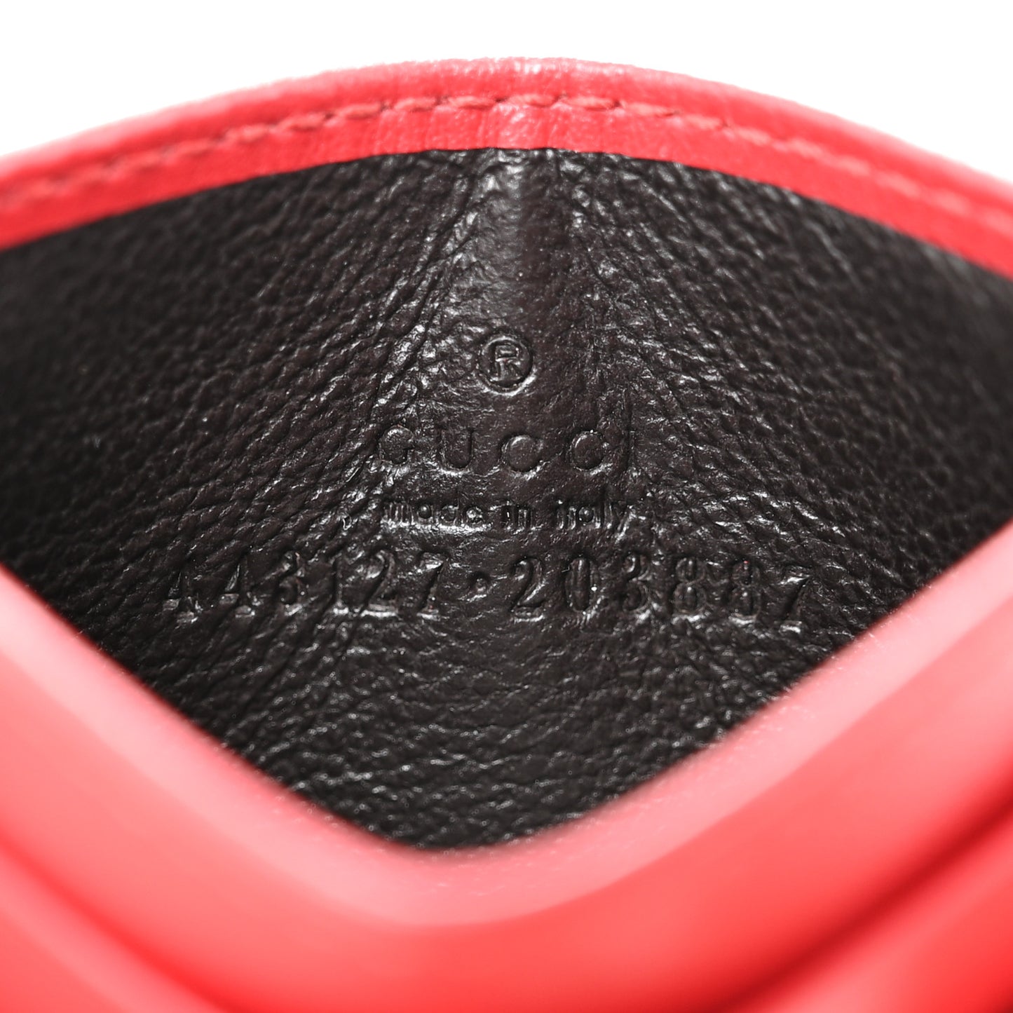 Calfskin Matelasse GG Marmont Card Holder Hibiscus Red