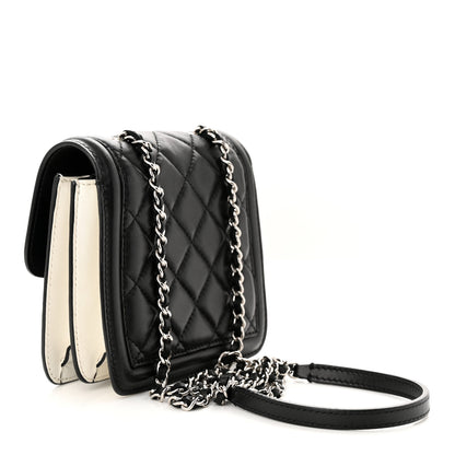 Chanel Lambskin Quilted Mini Graphic Flap Bag Black White 3 of 10