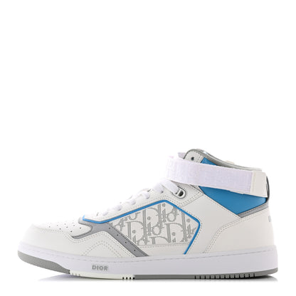 Christian Dior Smooth Calfskin Oblique Galaxy Perforated Mens B27 Mid Top Sneakers 45 Beige Blue 1 of 17
