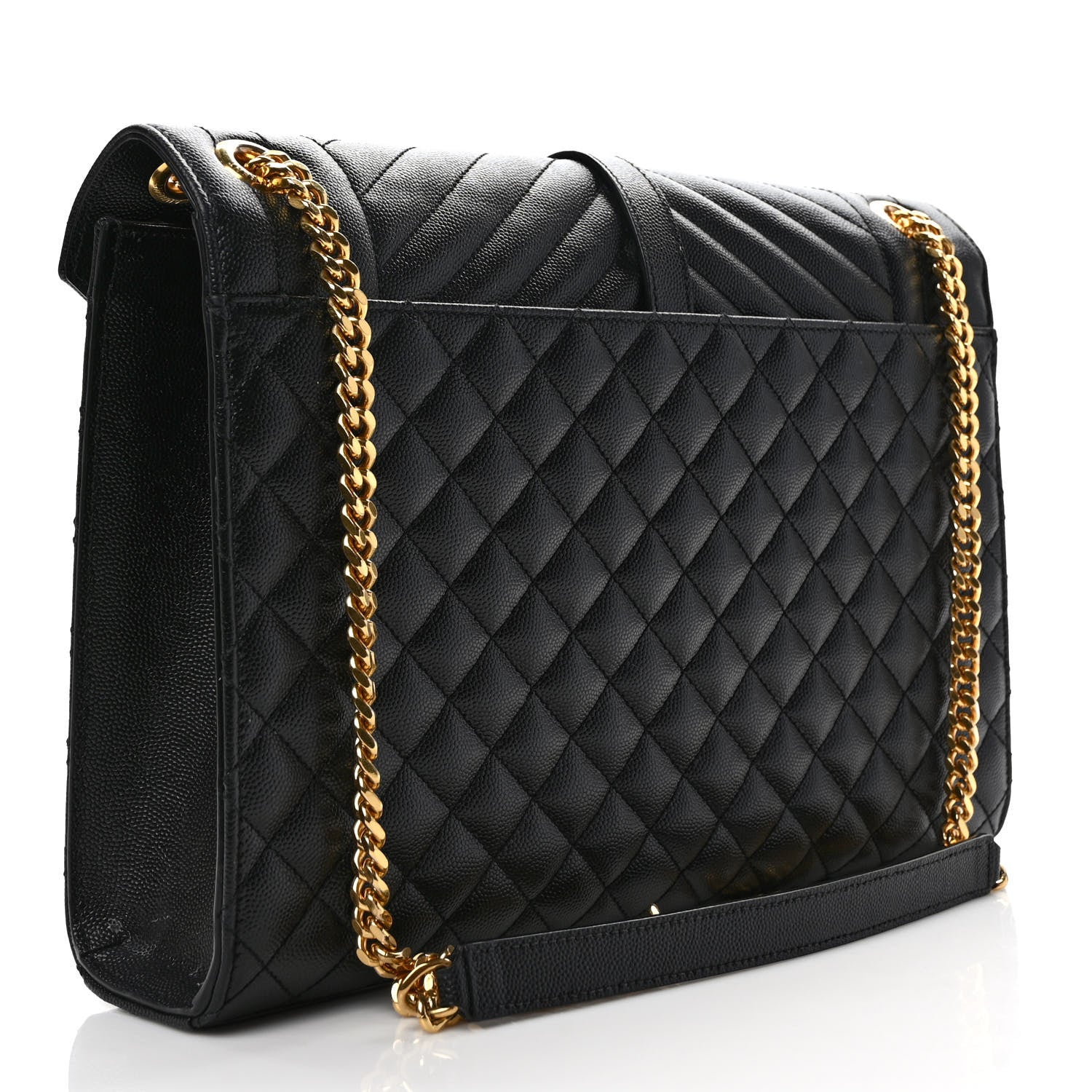 Saint Laurent Grain De Poudre Textured Mixed Matelasse Large Triquilt Monogram Satchel Black 3 of 9