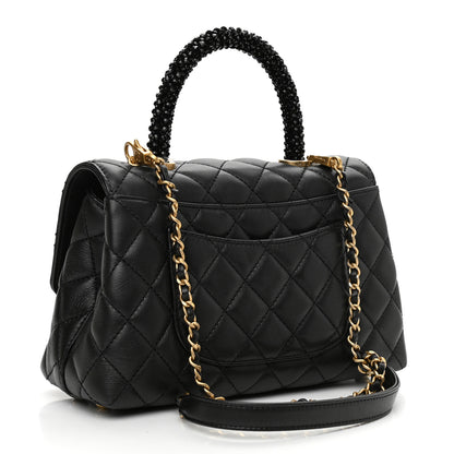 Chanel Calfskin Strass Quilted Mini Coco Handle Flap Black 3 of 10