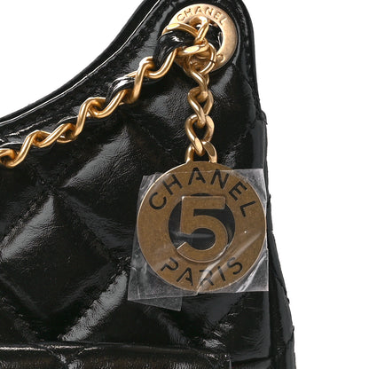 Chanel Shiny Crumpled Calfskin Quilted Wavy CC Hobo Black 8 of 12