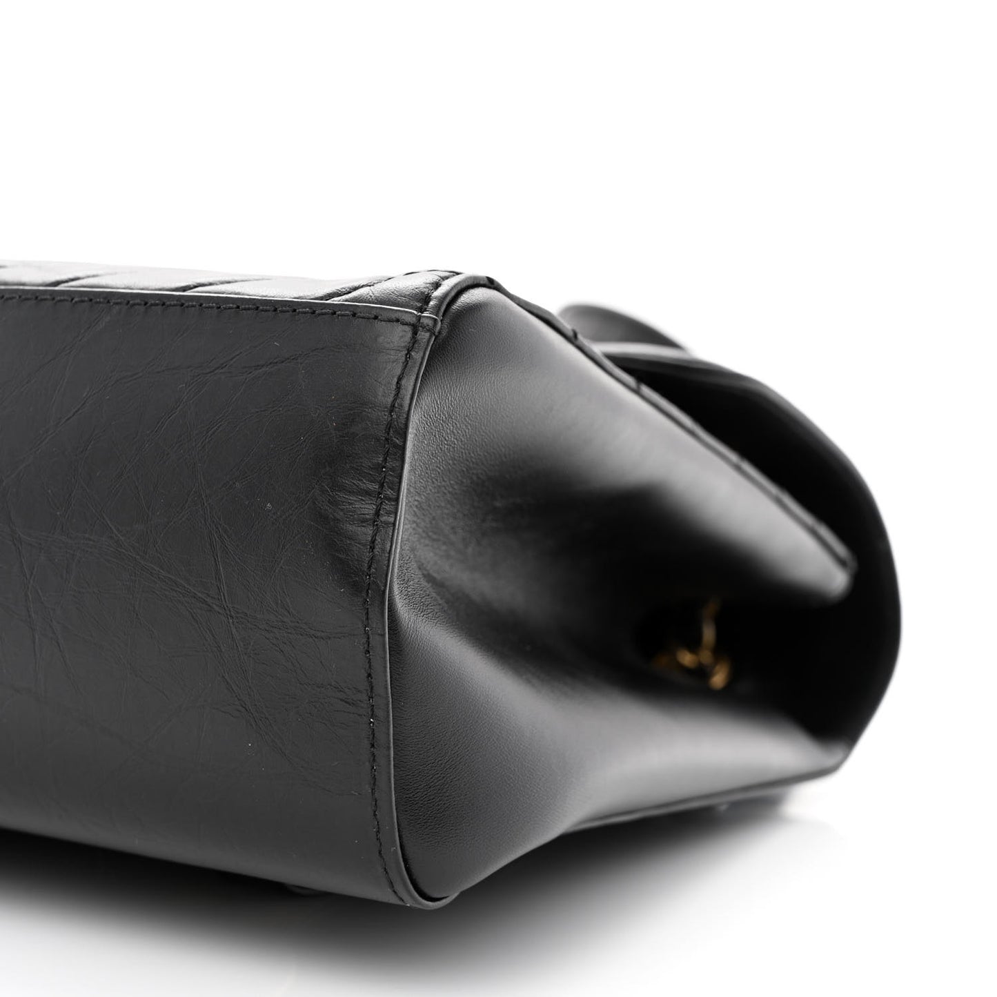 Aged Calfskin Chevron Quilted Backpack Black