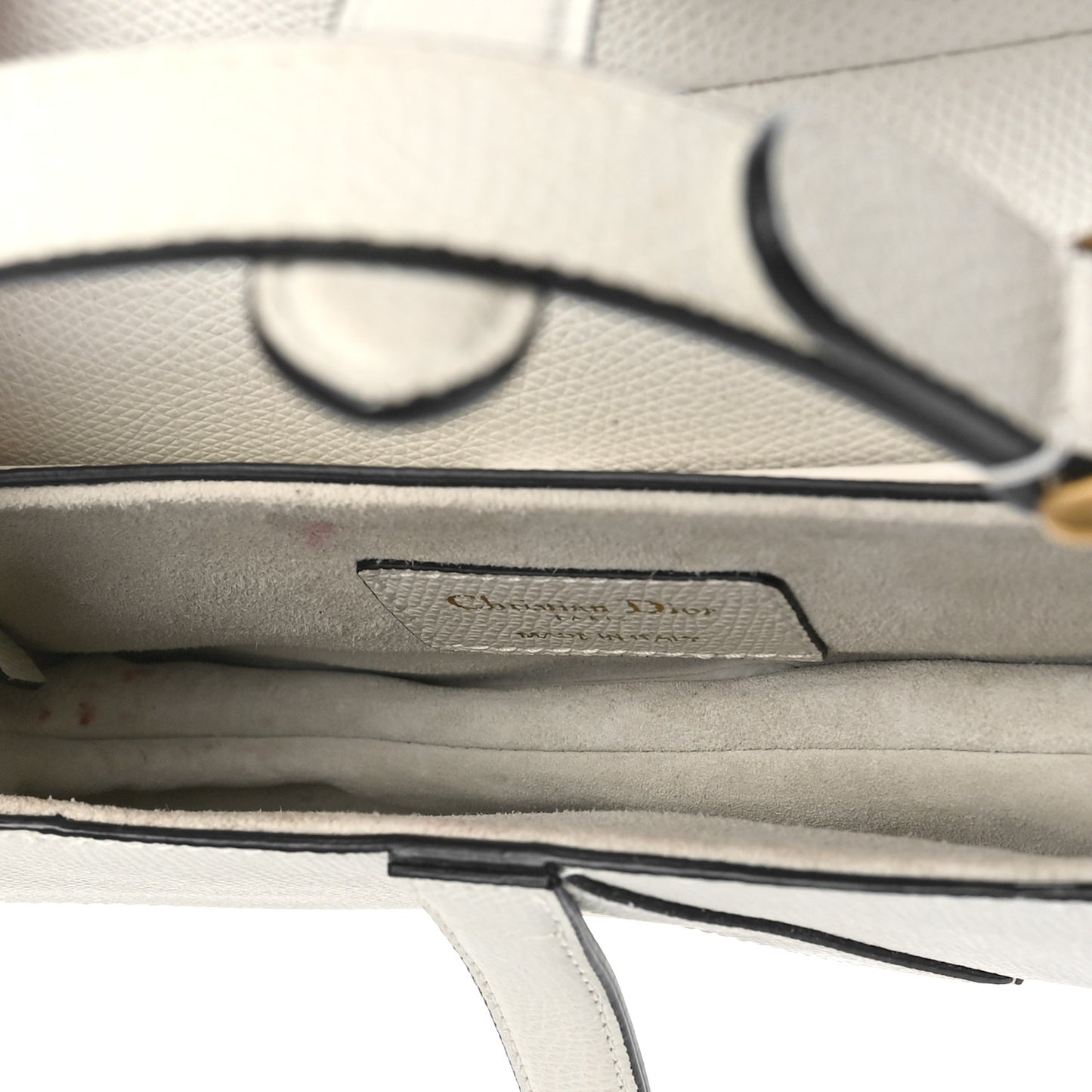 Grained Calfskin Mini Saddle Bag White