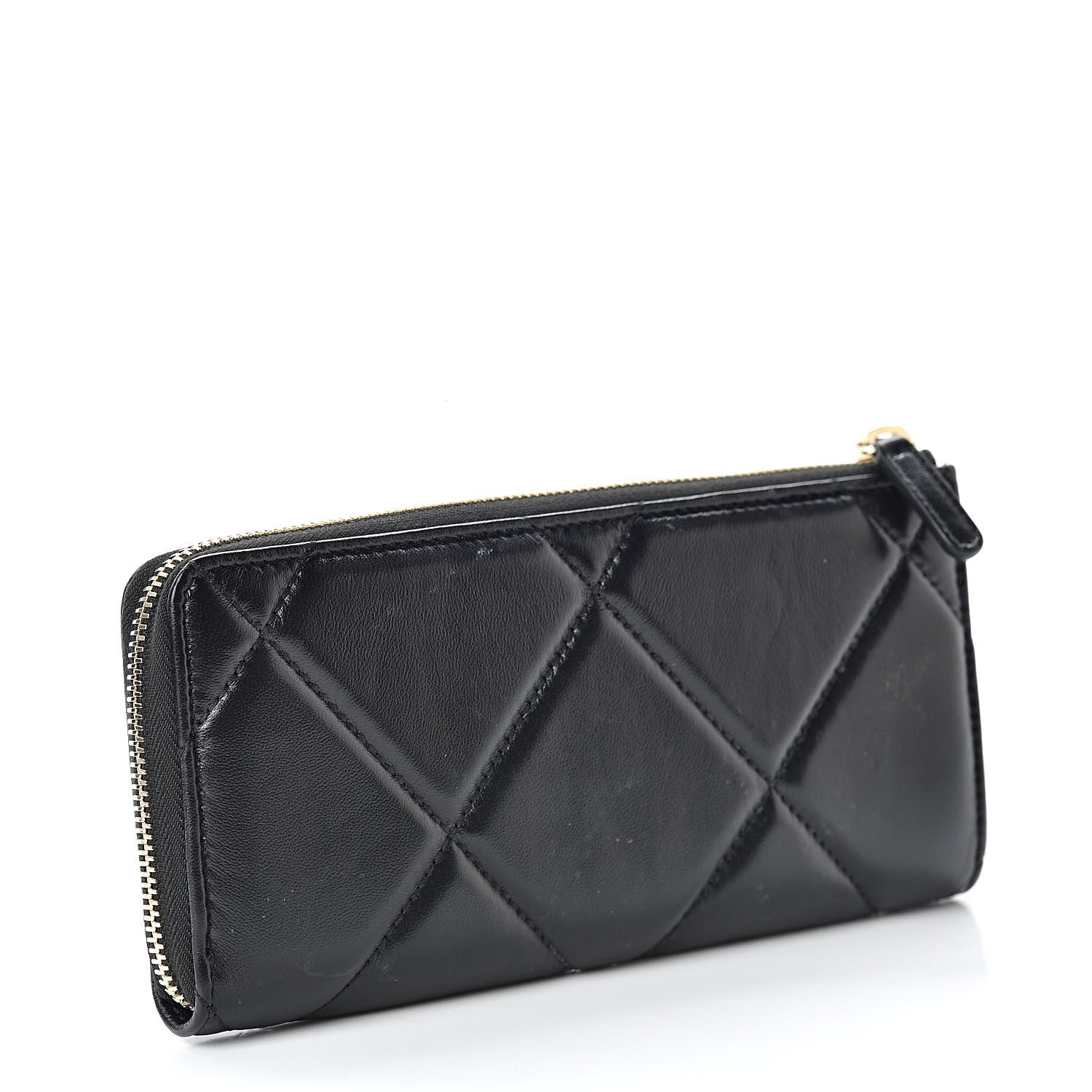 Chanel Lambskin Quilted Large Gusset Zipped Wallet Black 3 of 13