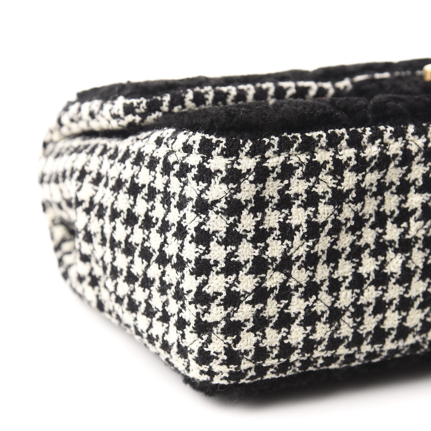 Chanel Shearling Tweed Jumbo Single Flap Black White 6 of 11