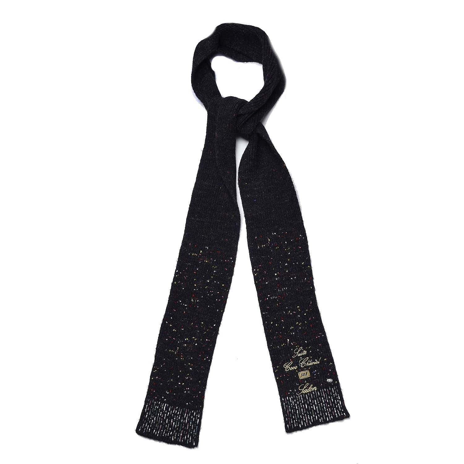 Chanel Wool Alpaca CC Coco Scarf Charcoal Multicolor 1 of 6