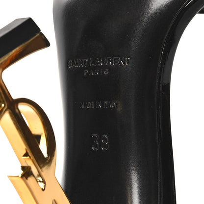 Saint Laurent Patent Calfskin Opyum 110 Sandals 38 Black Gold 7 of 9