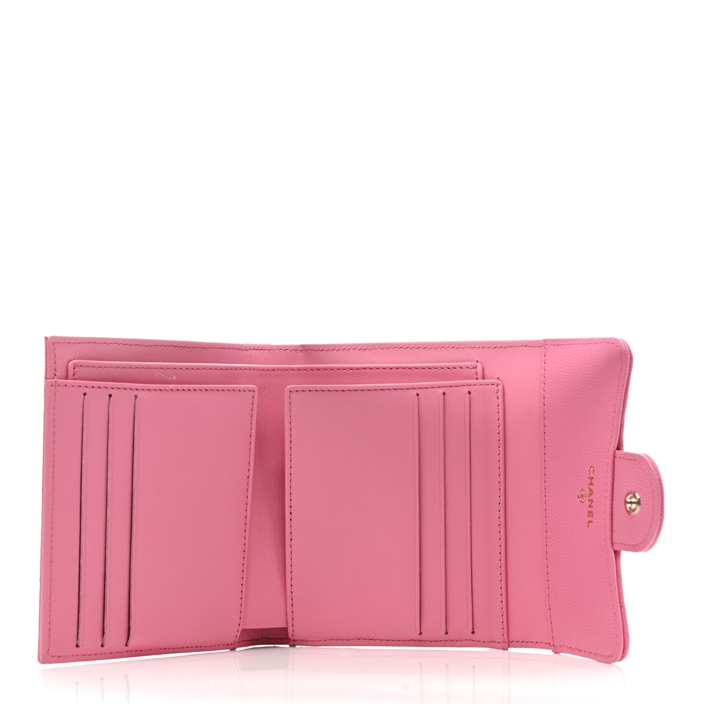 Caviar Quilted Compact Flap Wallet Pink